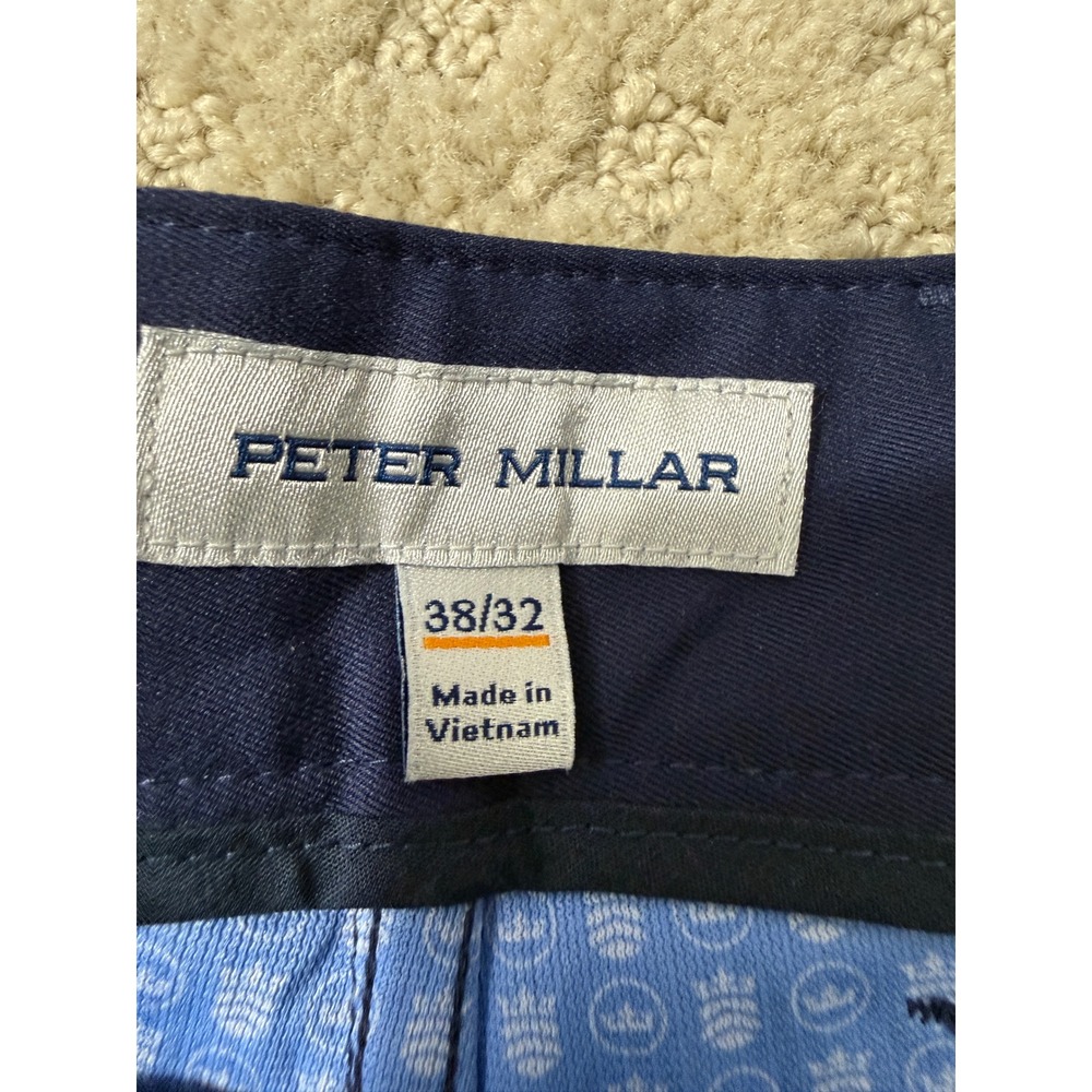 Peter Millar Mens Performance Golf Pants Navy Blue 5-Pocket 38x32 Stretch SKU242 - Picture 7 of 8